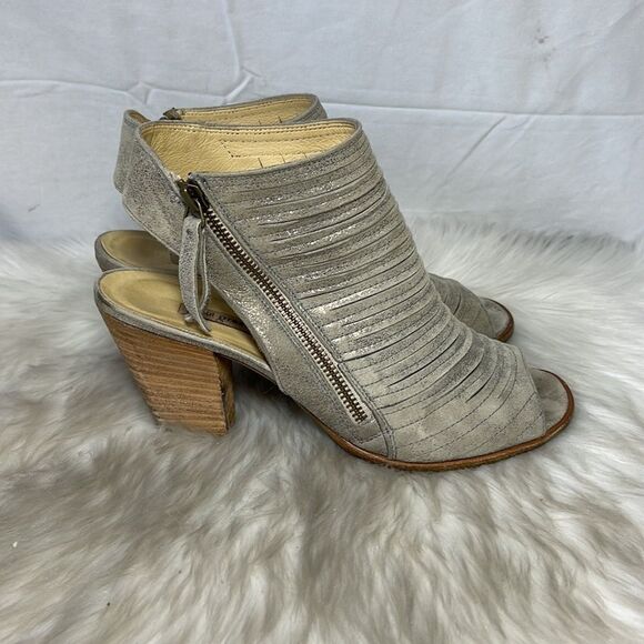 Paul Green Cayenne Metallic Smoke Suede Peep Toe Sandals Sz 5.5/US 8 - Picture 4 of 9